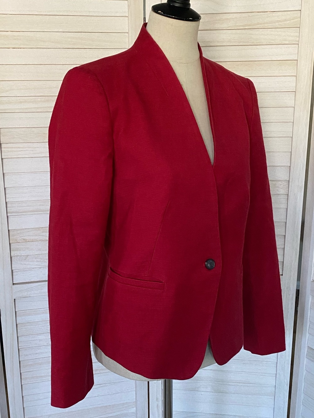 LOFT Textured Collarless Single-Button Blazer SZ 8 - Picture 3 of 12